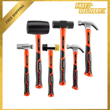Hammer Mallet Set Fiberglass Handles Steel Heads 6 Piece Tool Kit Includes