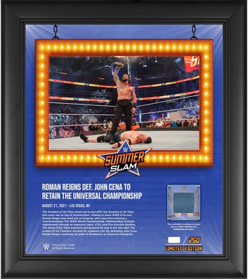 Roman Reigns WWE Framed 15x17 2021 SummerSlam Collage w/Piece MU Canvas - LE 250
