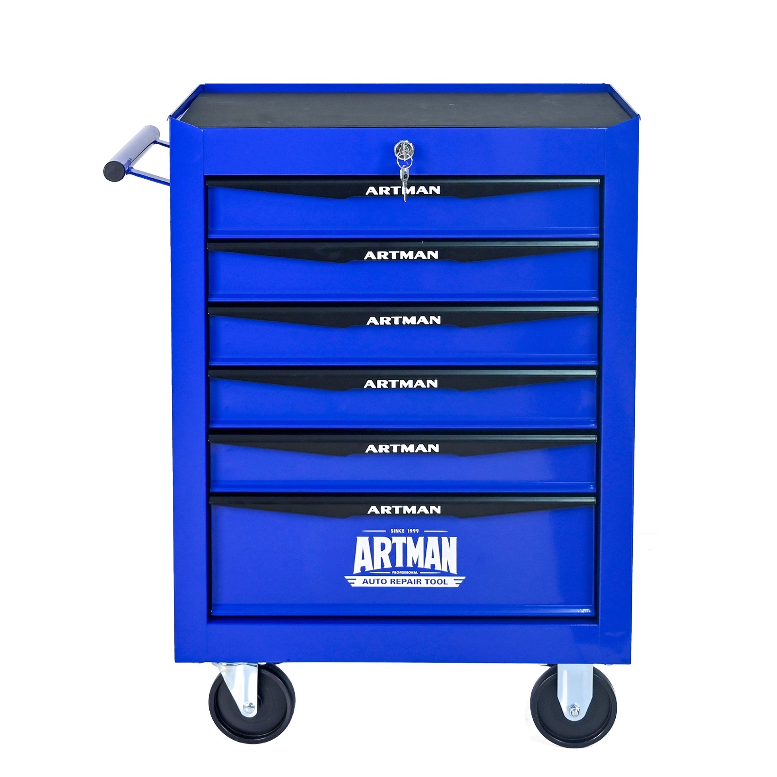 Rolling metal tool box with 6 drawers with ball bearing draw