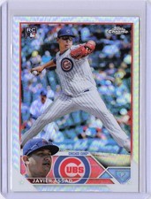 2023 Topps Chrome #76 Javier Assad Refractors Rookie Card. rookie card picture