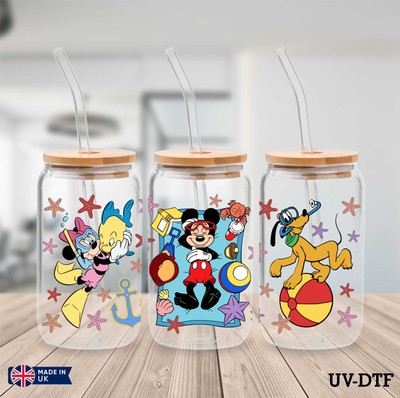 Mickey & Minnie Mouse UV DTF Aufkleber - 16oz Libbey Dose Glasfolie yd364