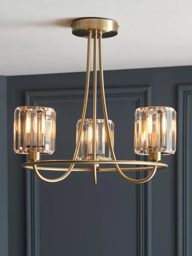 Bay Lighting Lyon 3 Arm Semi Flush Dimmable Ceiling Light - Antique Brass A