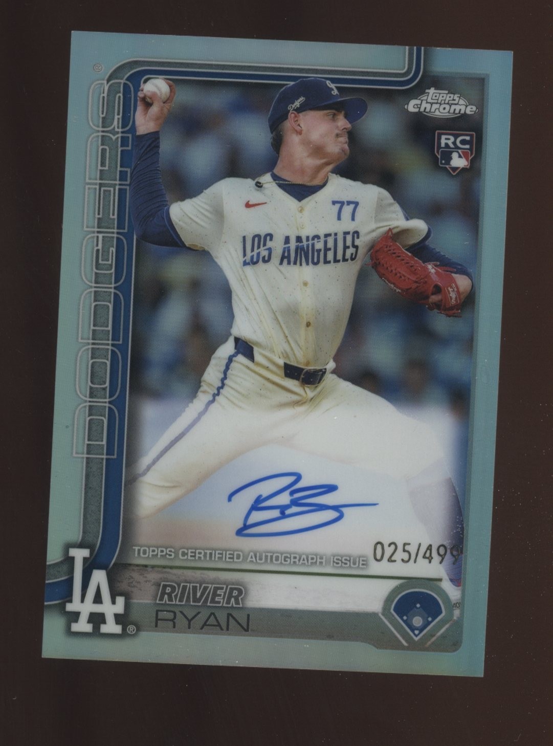 2025 Topps Chrome Refractor River Ryan Dodgers RC Rookie AUTO 25/499
