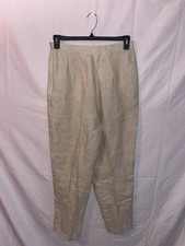 Talbot Women’s 100% Irish Linen Wide Leg Size 12 Zip Pants Beige