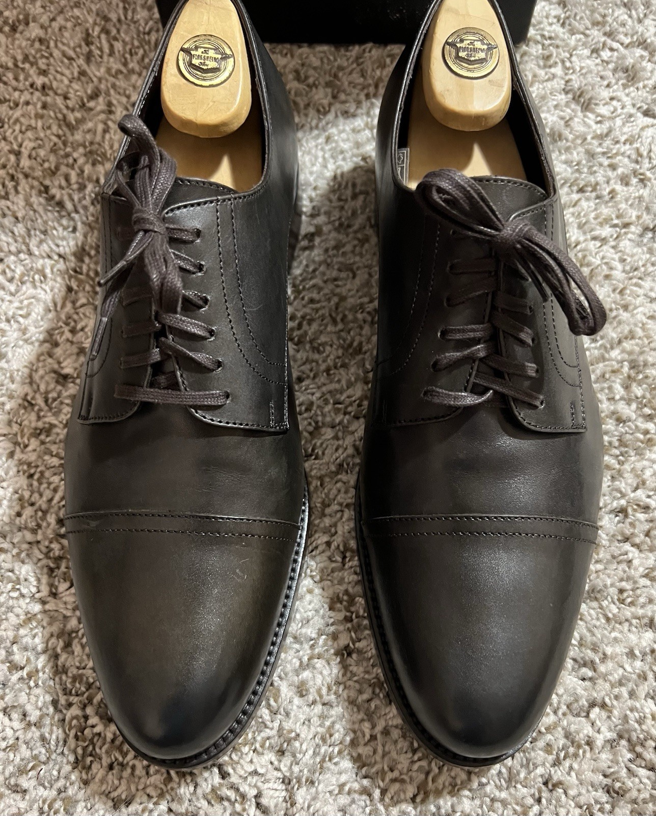 SAOLA Scarpe da fumo Harrys of London taglia 44UK 10 1 2 11US Derby Captoe Made in Italy PO