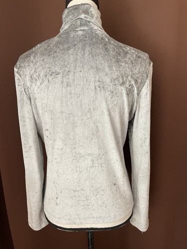 Vintage Sno Skins Top Rollkragen Silber Samt Y2K Langarm Basic L - Bild 2 von 7
