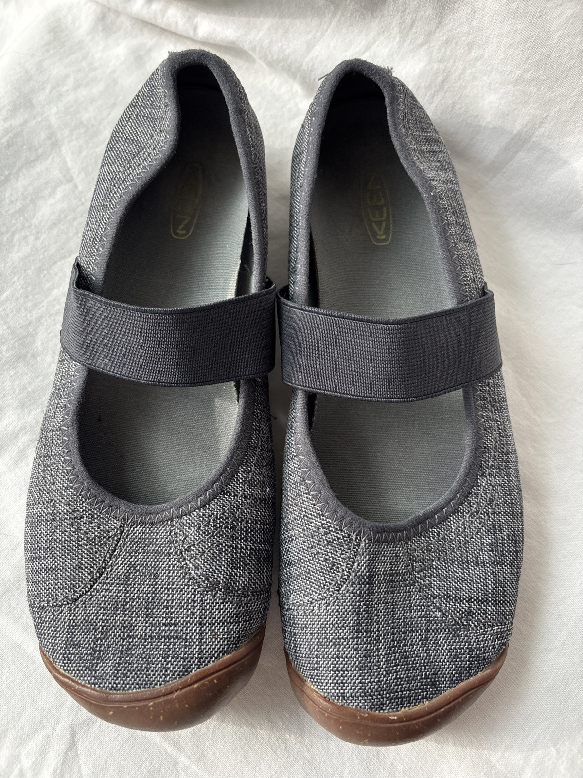 Scarpe Keen donna Siena grigio tela slip on Mary Jane taglia 8