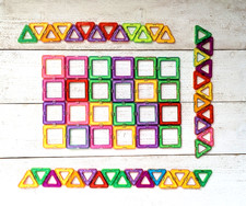Magnetic Building Blocks for kids Triangles and Squares 64 pieces