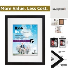 11x14 Picture Frame with Shatter-Resistant Glass - Use as 8x10 Frame with Mat...