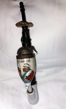 Antike Tabakpfeife Porzellan, Holz, handgeschnitzt, Hirschhornelement am Stiel