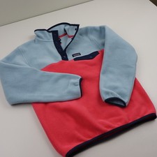 Patagonia Synchilla Fleece Snap-T Jacket Kids Youth Medium 10-12 Pink Blue Girls