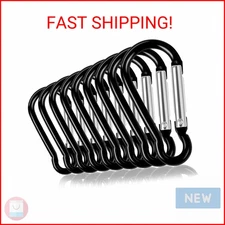 UPINS 100 Pcs Black Aluminum Keychain Carabiner Spring Clip D Shape Hook Durable