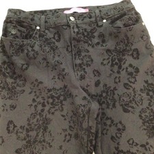 Gloria Vanderbilt Amanda Swan Series Sz 14 Straight Black Stencil Stretch Jeans