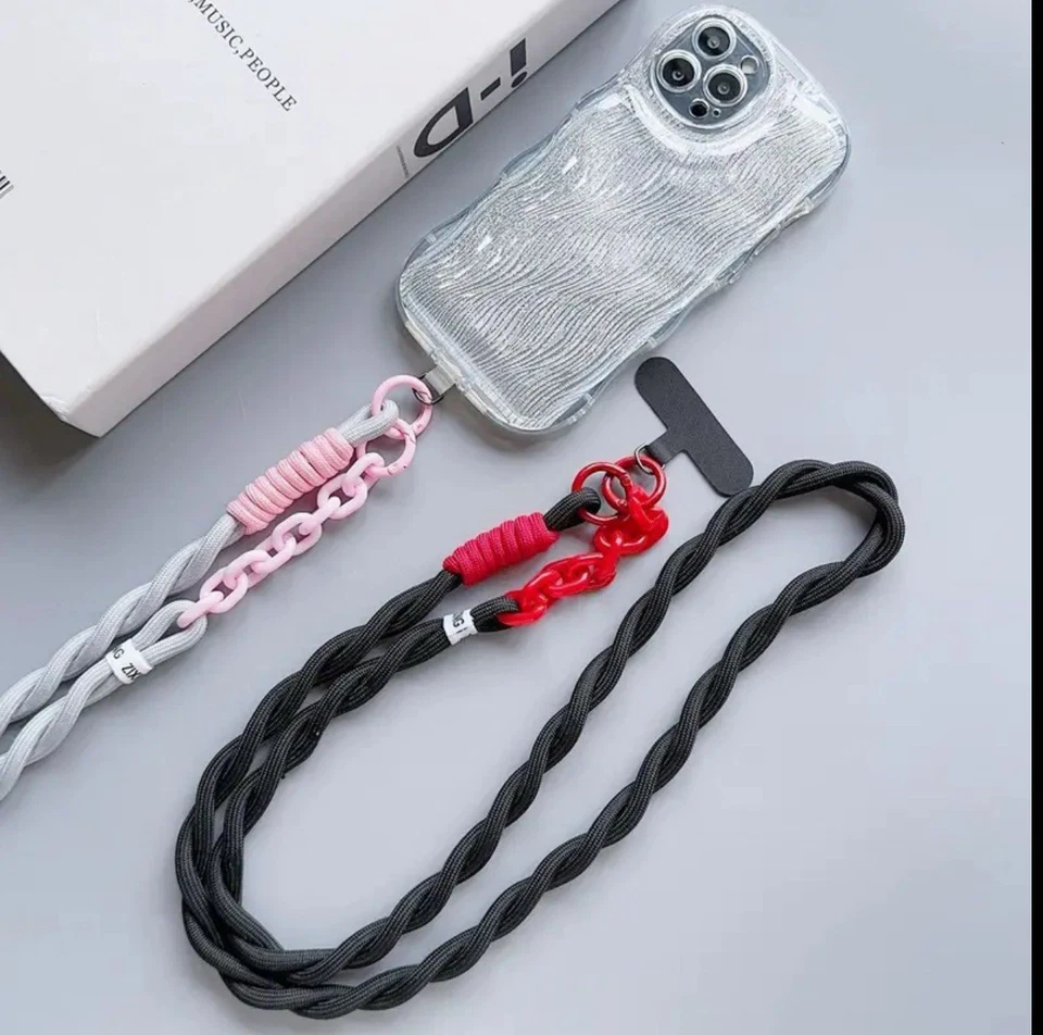 Lange Handykette- Schwarz und Rot-Lanyard- Umhänge Band-Anti-Verlust 120 cm - Bild 3 von 4