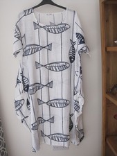 MADE IN ITALY NAVY WHITE FISH DRESS LAGENLOOK LARGE POCKETS TO 48ins CHEST