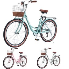 26" 7-Speeds Women's Girls City Cruiser Bike Vintage Bicycle Shimano Shifter