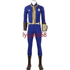 Fallout 4 Vault 75 Blue Jumpsuit Outfit Uniform Cosplay Costume Men Suit    4     