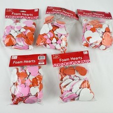 Lot of 5 pks, 200 ct each Foam Craft Hearts, Red, Pink, White for Crafts