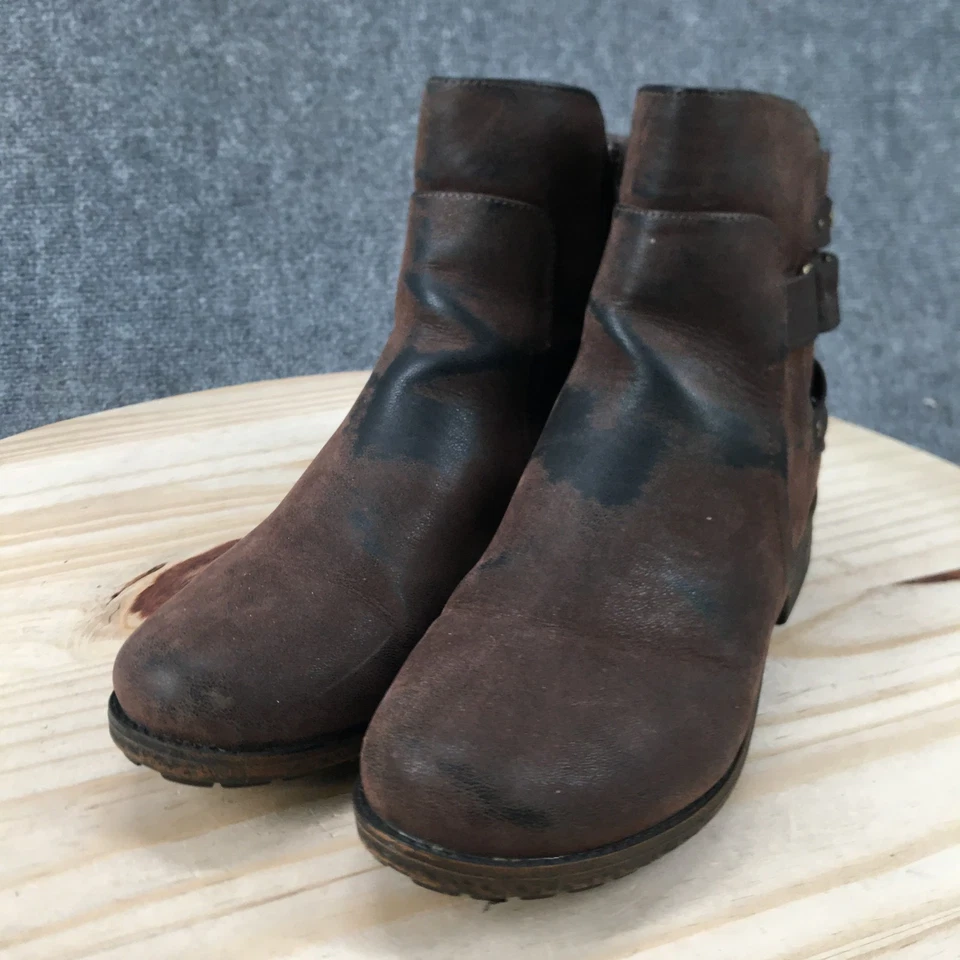 Sonoma Boots Womens 8.5 W Tamara Side Zip Moto Ankle Bootie Brown Faux Leather - Image 3 of 4