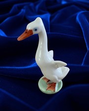 Perfect Herend WHITE GOOSE DUCK BIRD 3" HANDPAINTED PORCELAIN FIGURINE Miniature
