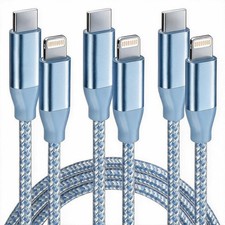 USB C to Lightning Cable 3Pack 6 FT Apple MFi Certified iPhone Fast Charger Type