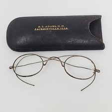 Vintage Wire Rimmed Eye Glasses Aluminum Silver Tone w Case Alumico Pat