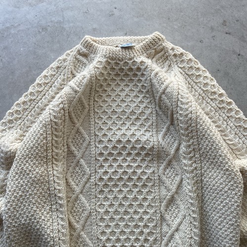 Vintage John Malloy Aran Irish Sweater Wool Fisherman Cable Knit Ivory Mens XL, $89.99 - Photo 2