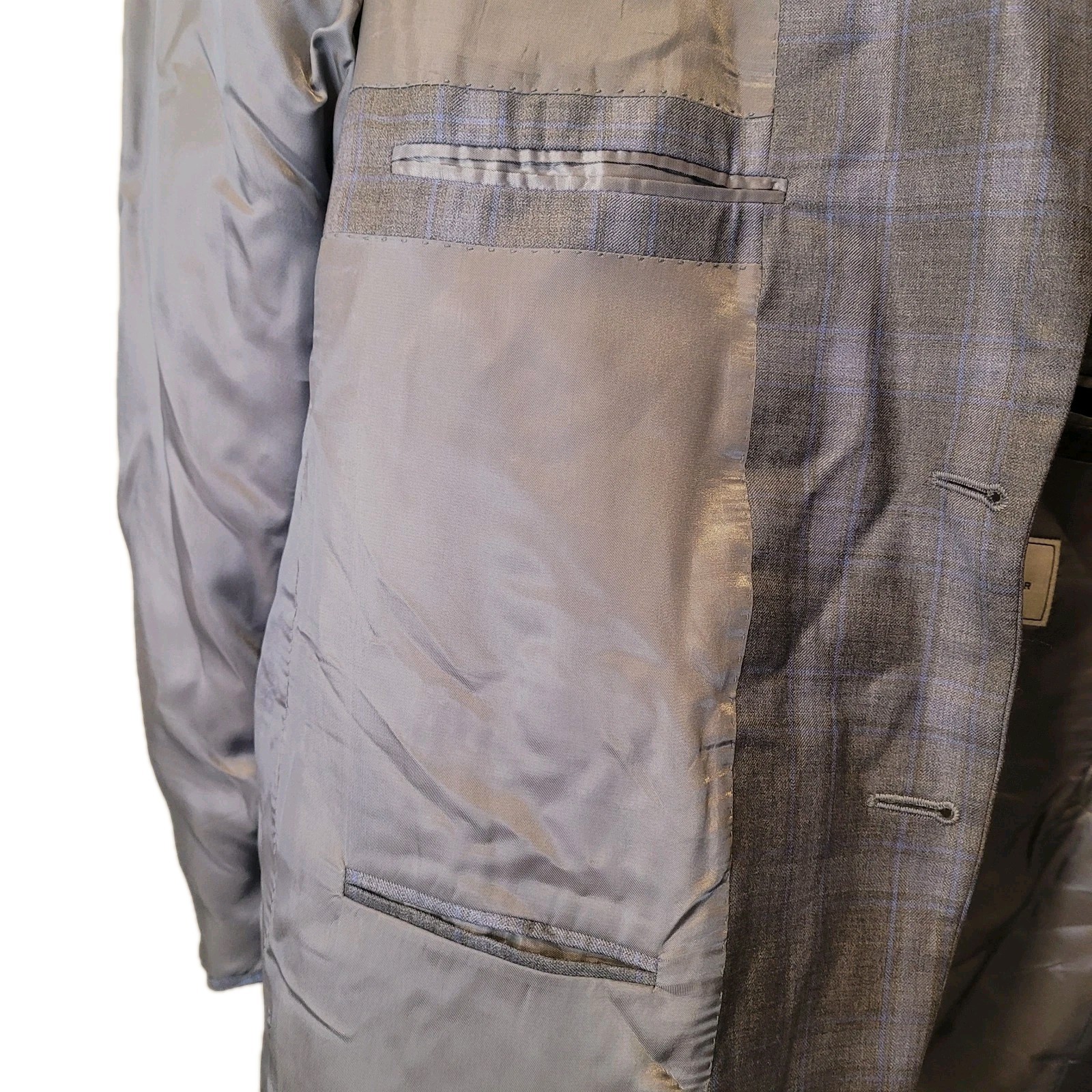 Peter Millar Wool Gray Windowpane Plaid Double Ve… - image 11