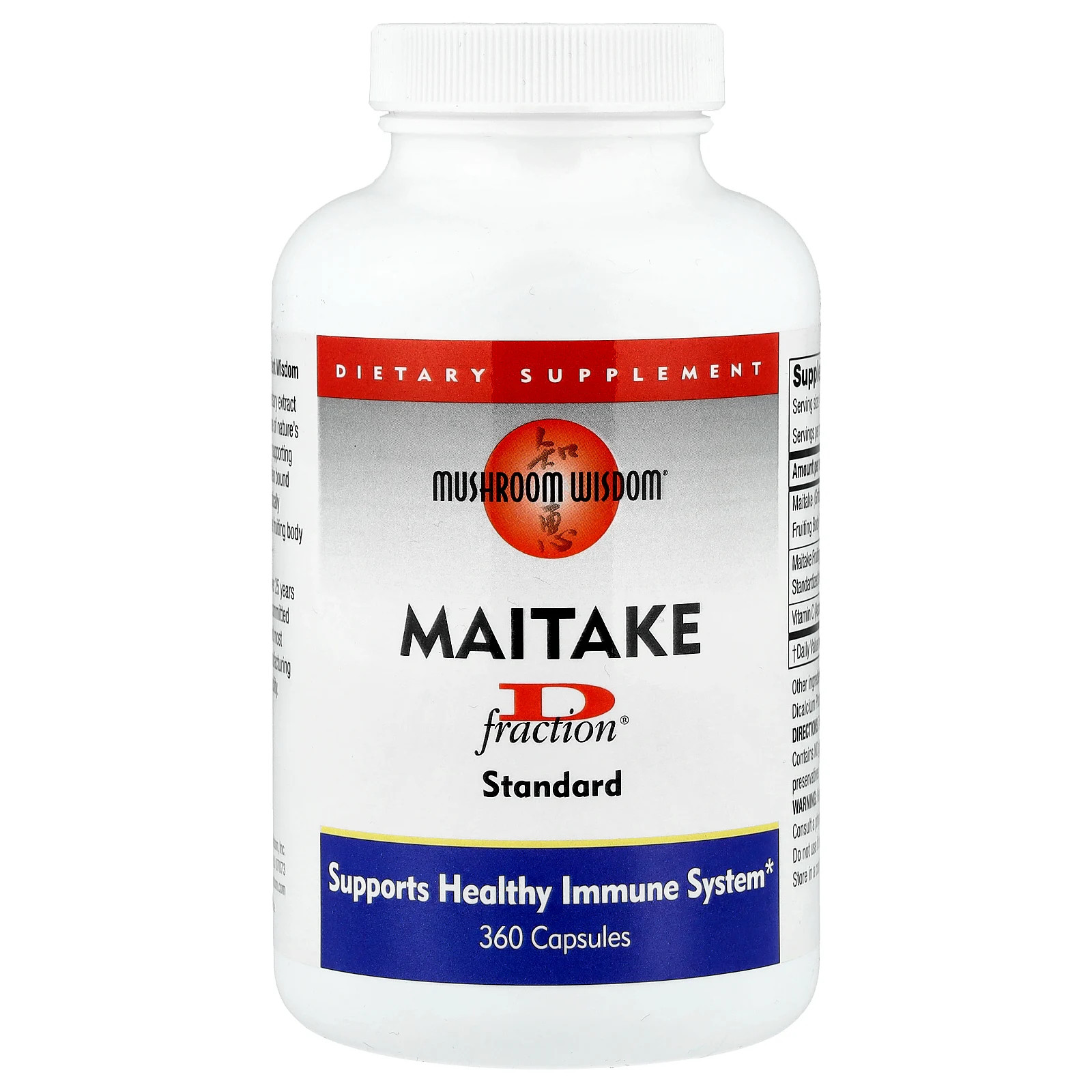 Mushroom Wisdom Maitake D-Fraction Standard 360 капсул без молока, нет