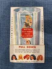 Rare Unused Promo Follies Girl Glasses  Sliding Card 1940s Pin Up