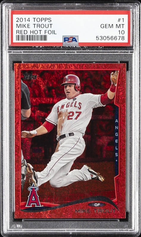 2014 TOPPS RED HOT FOIL #1 MIKE TROUT PSA 10
