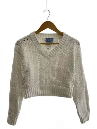 PRADA/Knit sweater (thick)/Size 38/Cotton/White/Solid