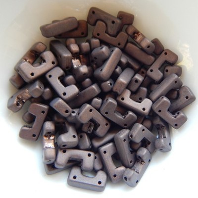12 Beads - Telos  par Puca  Paris - Dark Bronze Matte - Czech Glass
