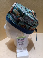 Road Trip Men's Skull/Chemo Surgical Scrub Hat/Cap Handmade