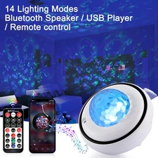 Bluetooth LED Galaxy Starry Sky Projector Night Light Music Speaker Remote Lamp