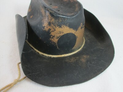 Vintage child sized black gold western plastic cowboy hat