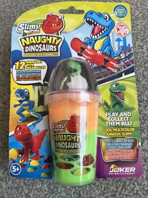 Schleimiger frecher Dinosaurier Schleim grün & orange mit Spielzeug Dinosaurier Neu