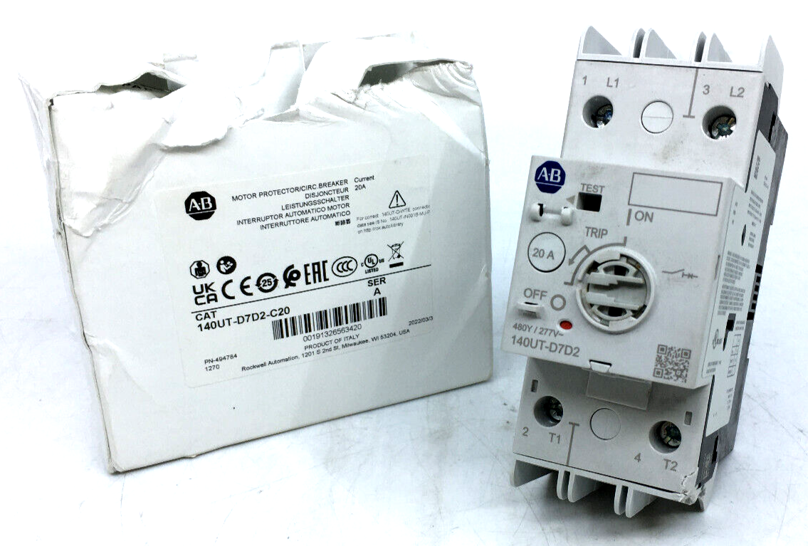 Allen Bradley 140UT-D7D2-C20 2 Pole UL489 Circuit Breaker Allen Bradley 140UT-D7D2-C20 2 Pole UL489 Circuit Breaker