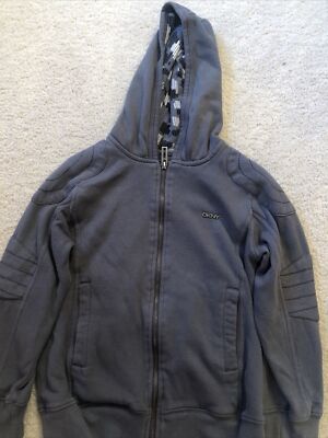 DKNY Boys Hoodie Jacket Long Sleeve Full Zip Size-S, Gray - Used/Good Condition