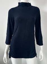 Anthropologie Saturday Sunday Sweater Mock Neck Ribbed Navy Blue Top Womens XS