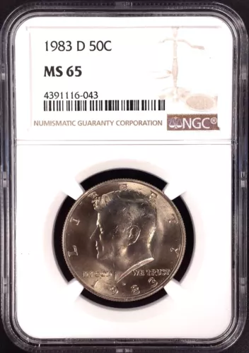 1983 D Kennedy Half Dollar certified MS 65 by NGC! 