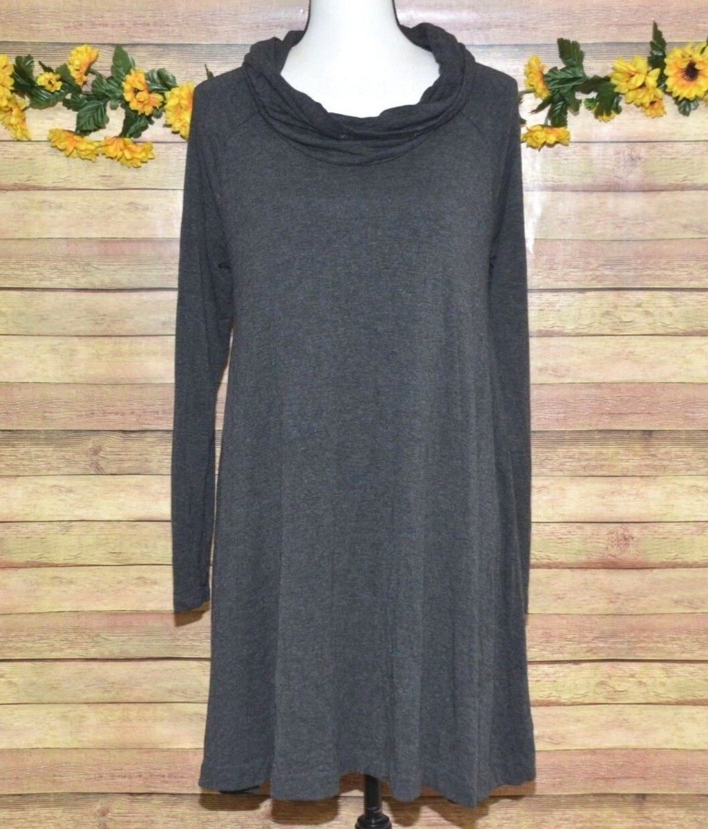 Lou & Grey Ladies M Charcoal Gray Pullover Cowl Neck Long Sleeve Tunic Dress  | eBay