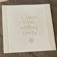 Hallmark A Mom Loves Without Limits Gift Sign 7"x 7" Porcelain Tile Hangs Stands
