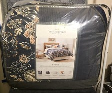 Threshold 8 piece stitched Blue Floral Queen comforter set sham/pillows/skirt