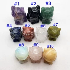 Crystal Gemstone Cat Figurine Healing Stone Decor & Gift Amethyst, Onyx, Opalite