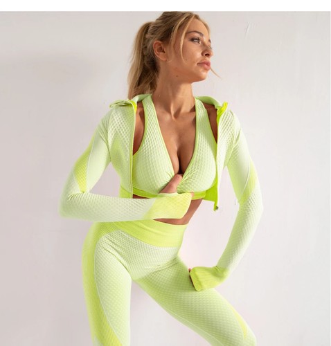 Seamless Yoga Sets Sport Gym Anzüge Wear Laufkleidung Fitnessanzug Langarm - Bild 19 von 35