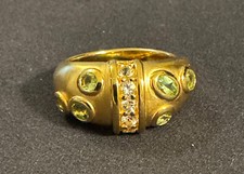 SS Gold Vermeil Rr2 LT Ring With Peridot  Topaz Size 9