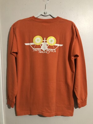 SMA Santa Monica Airlines L/S Local 13 Orange Skateboard VTG T  