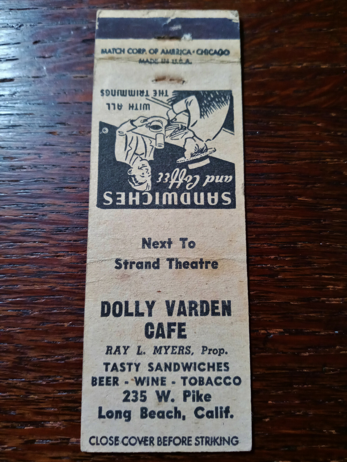Vintage Matchcover Dolly Varden Cafe, Long Beach, CA eBay