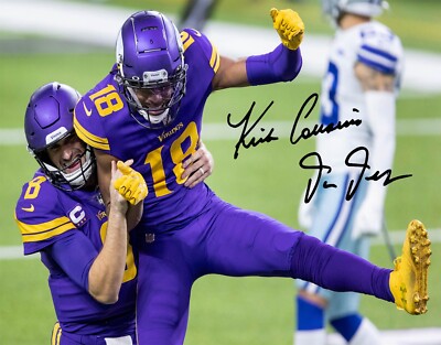 Justin Jefferson Kirk Cousins Signed photo reprint 8x10 11x14 Minnesota glossy